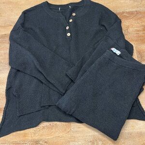 Free People Charcoal/Black Hailee Sweater Set